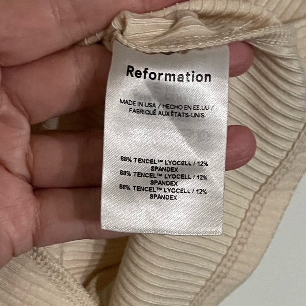 Reformation Soft Cream Ribbed Button Tank - Picture 5 of 8
